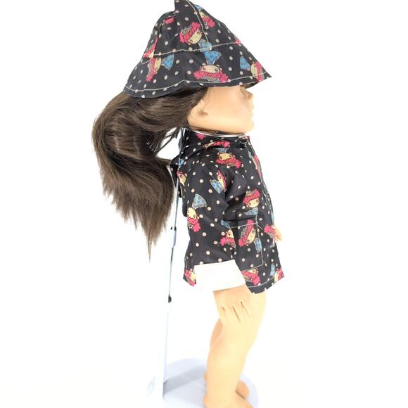 Unbranded Black & White Polka Dot Raincoat Rain Jacket / Mac for 18" Dolls - GUC - Picture 2 of 9